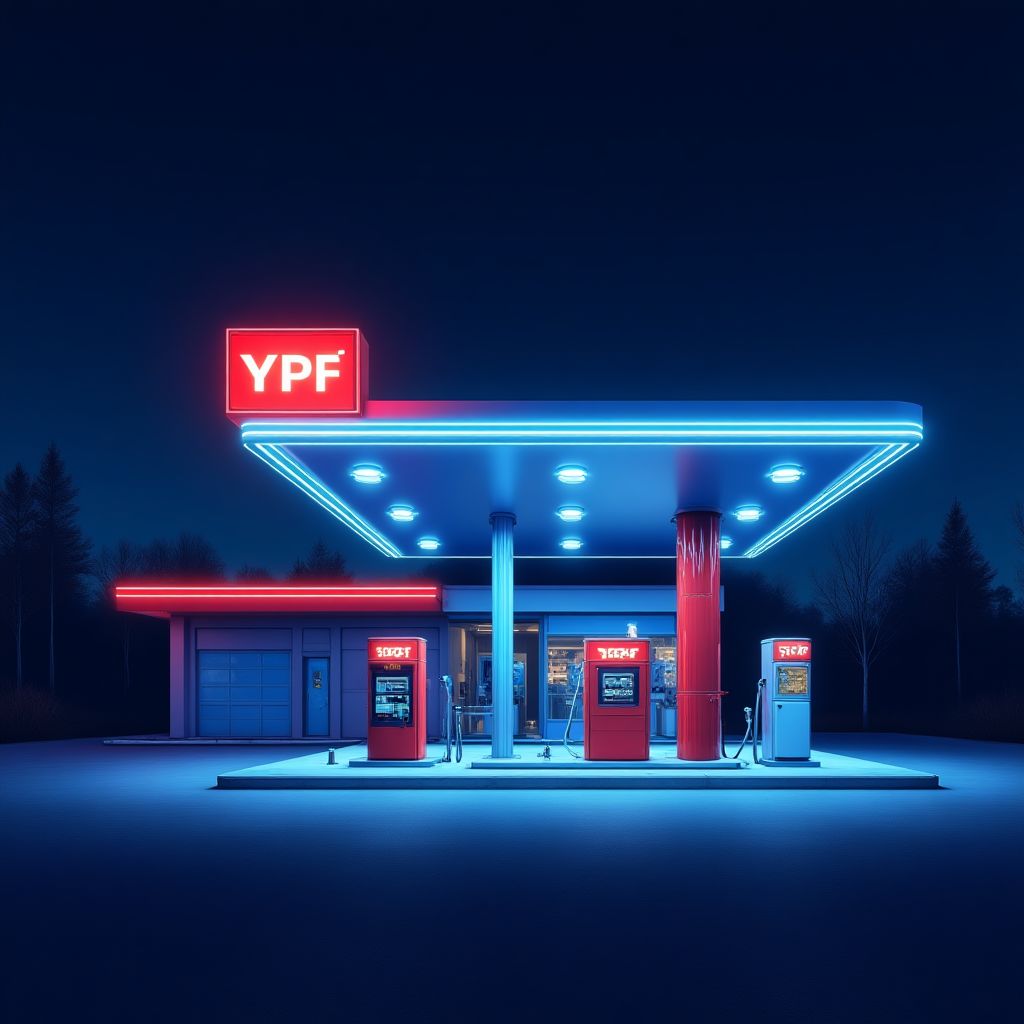Ilustración de la visión de YPF con estaciones modernas